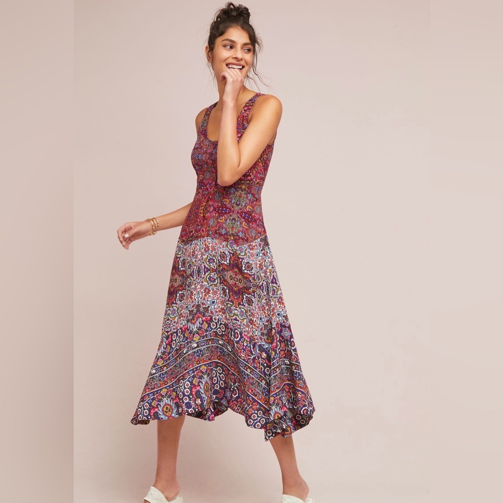 Maeve Multicolor Floral Paisley Midi Dress